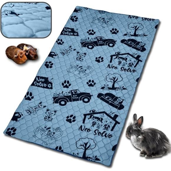 Small Pets Rabbit Cage Liner 27x55 Inch 2x4 Super Absorbent Blue Grey